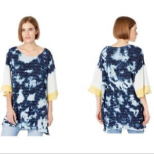 Free People Blue Blue Tee Indigo Combo Tie Dye - Size Small